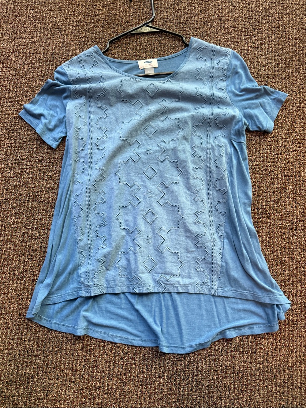 Old Navy Blue Short Sleeve Eyelet-Front Tee